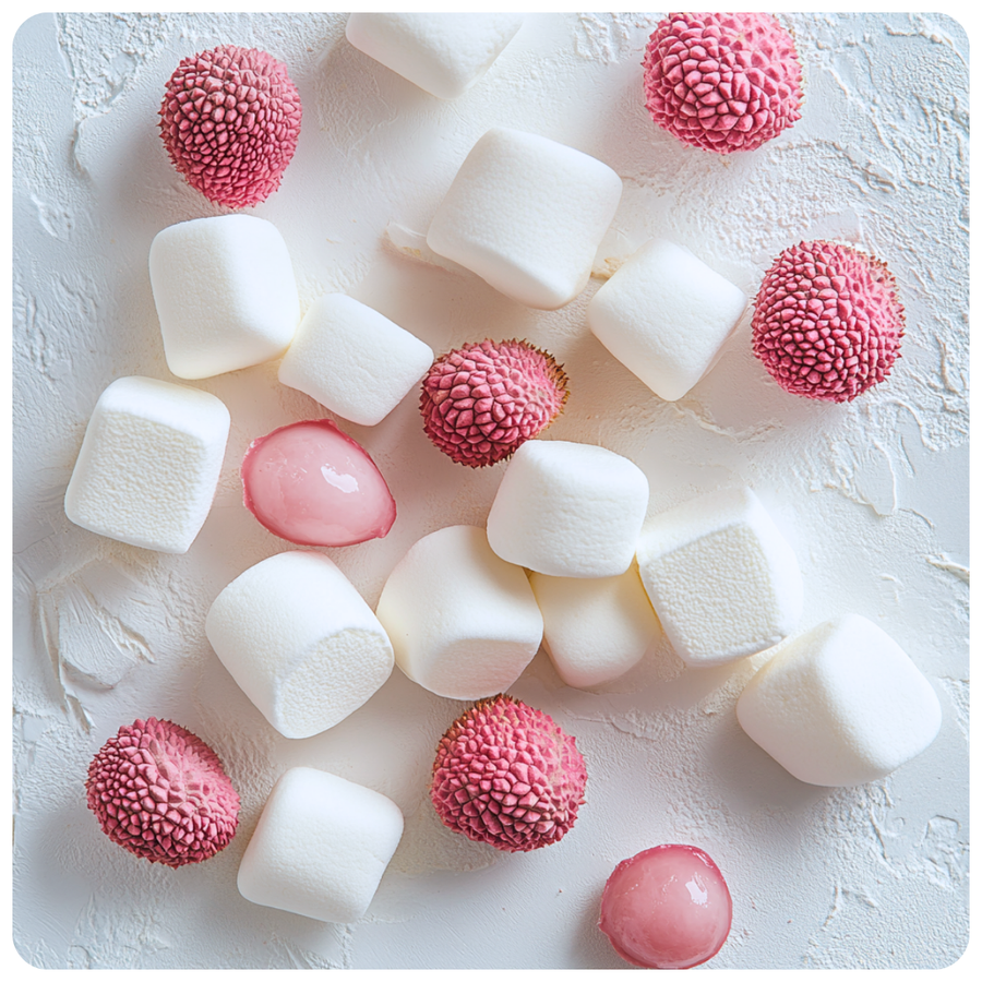 Marshmallow and pink lychee